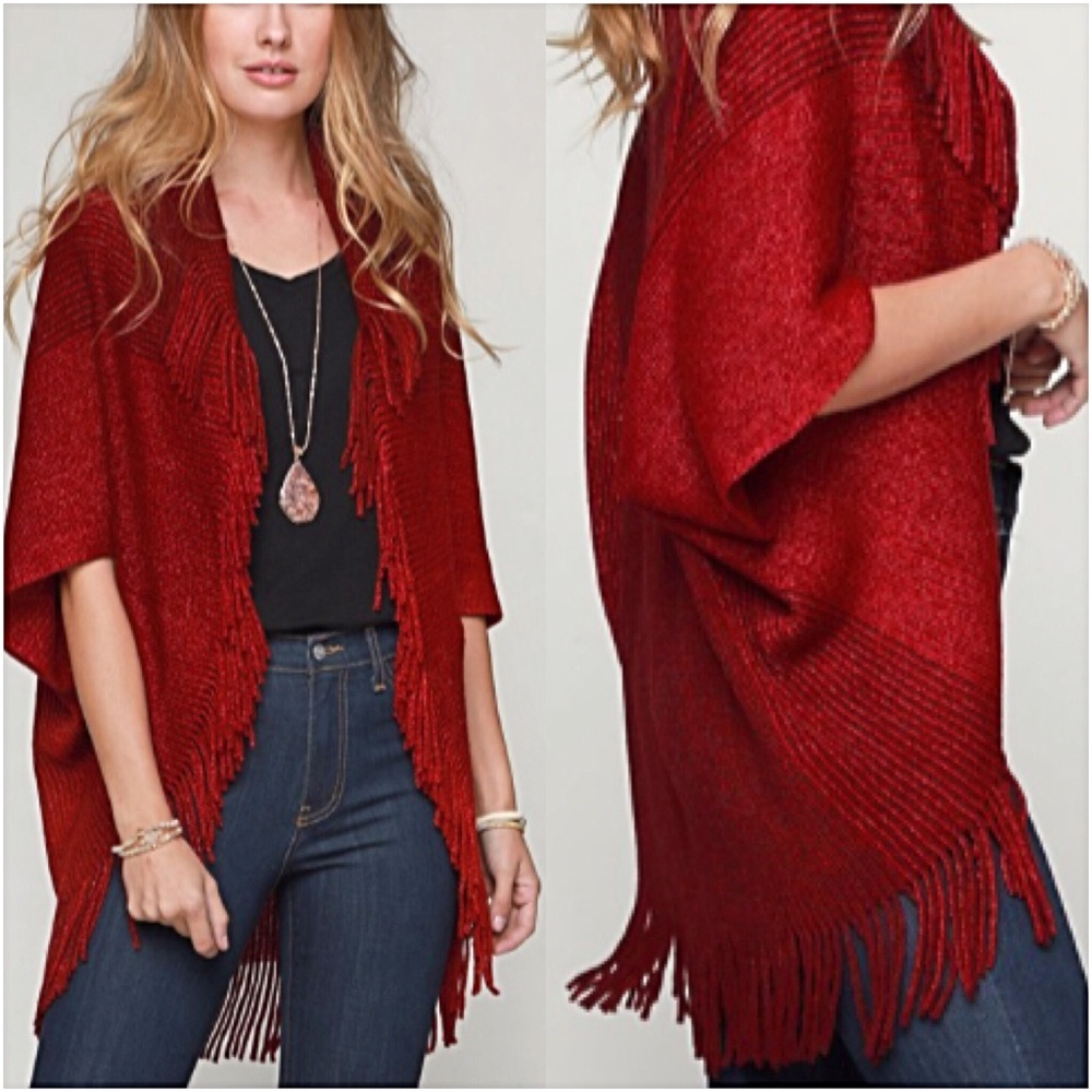 Goddess Fringe Cardi Sweater Wrap O/S - Picture 2 of 6